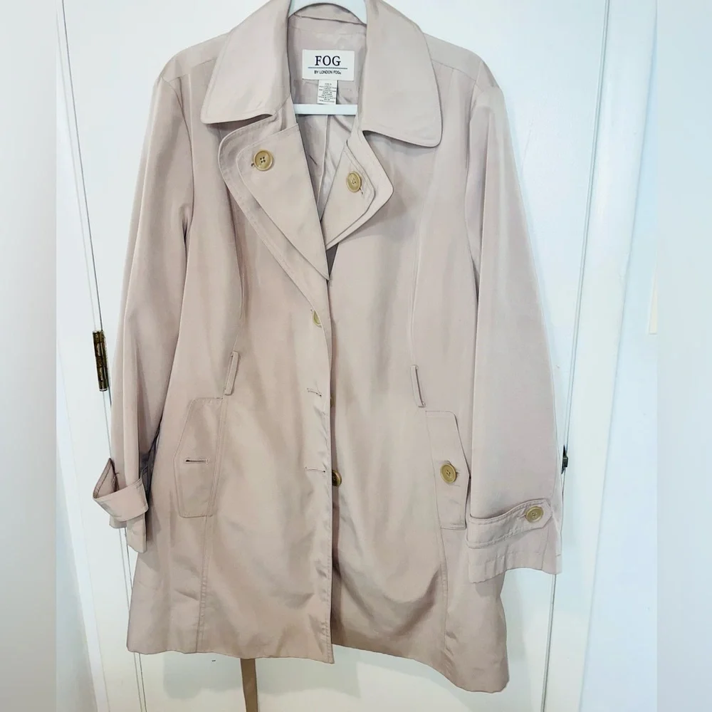 London Fog women's trench coat double-breasted button front tie waterproof sz XL - Picture 1 of 12